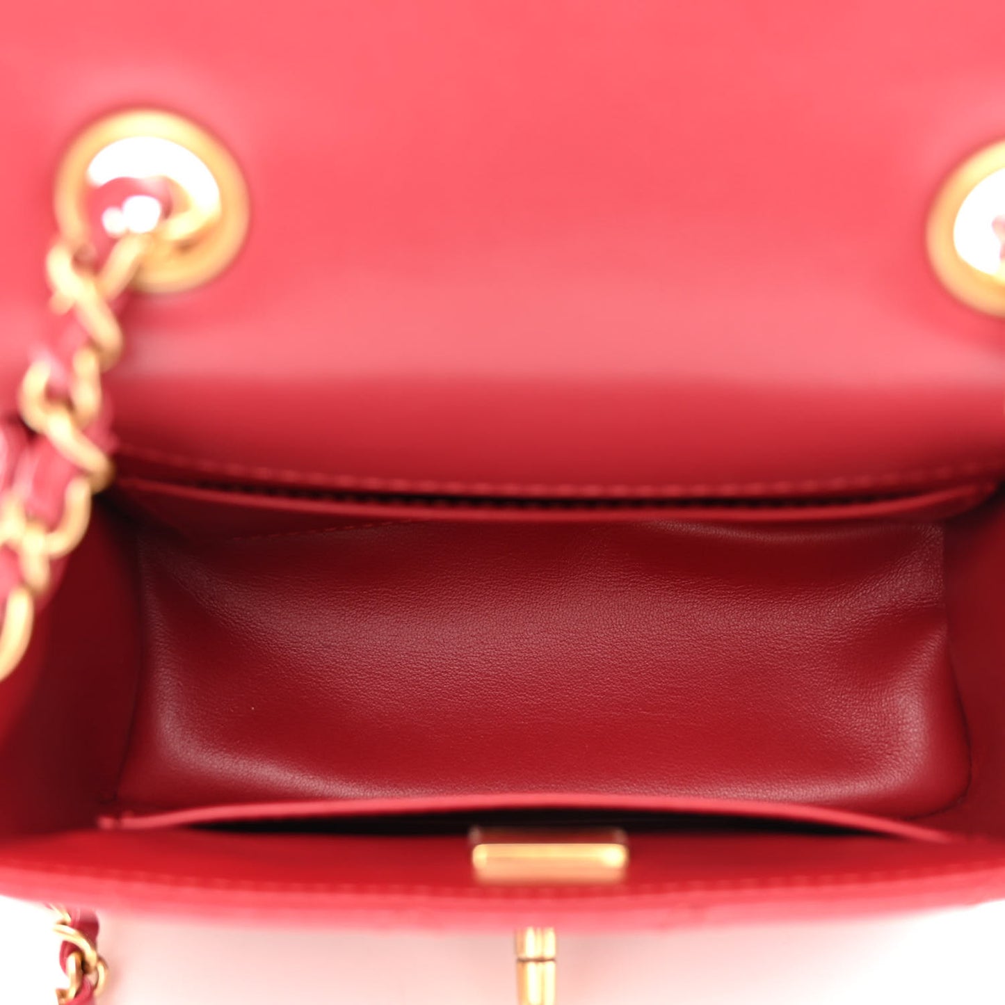 Goatskin Quilted Mini Square Flap Dark Red