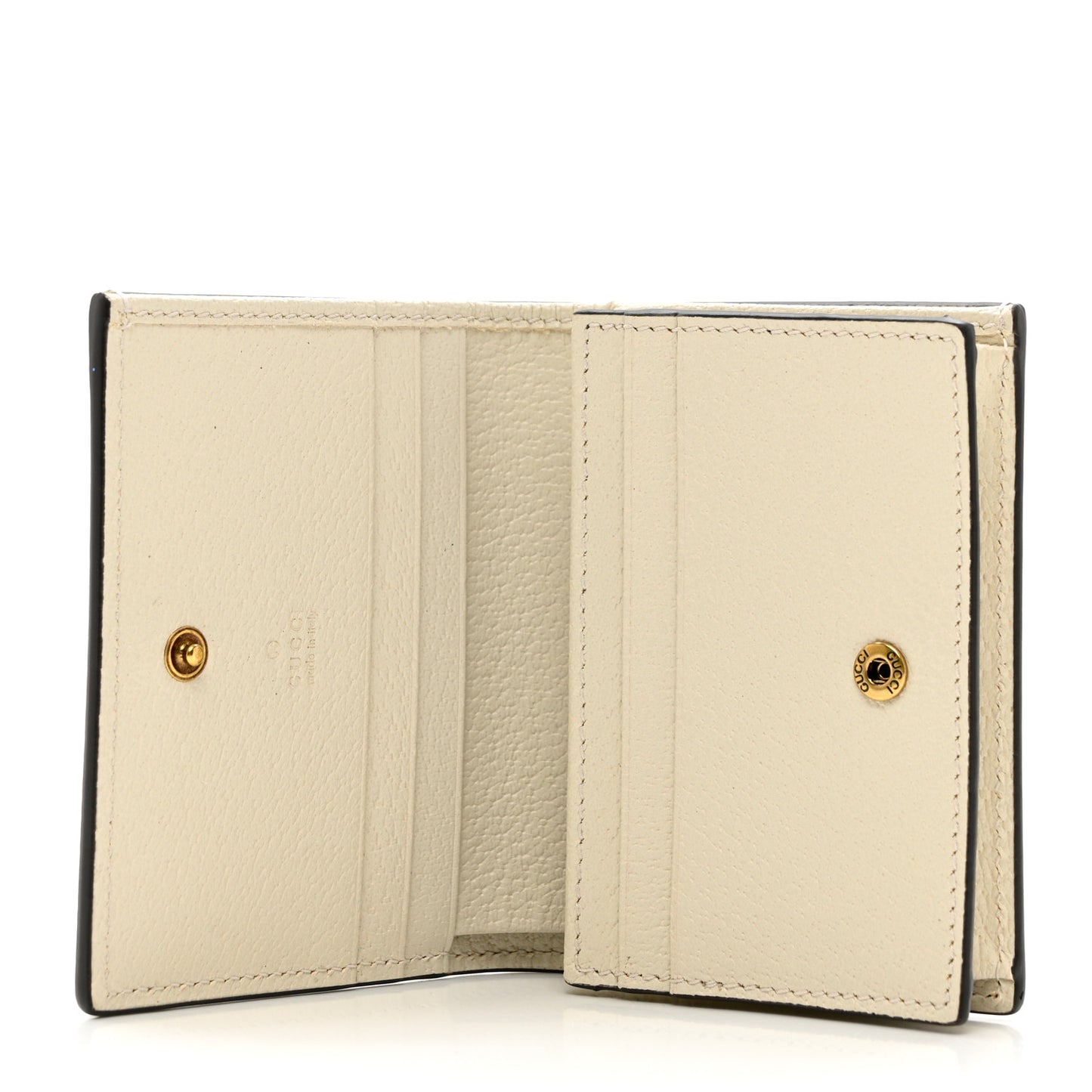 GG Supreme Monogram Web Queen Margaret Card Case Wallet Beige Mystic White