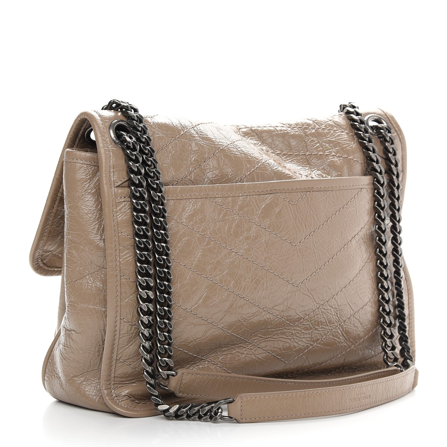 Saint Laurent Crinkled Calfskin Matelasse Monogram Medium Niki Chain Satchel Light Natural 3 of 9