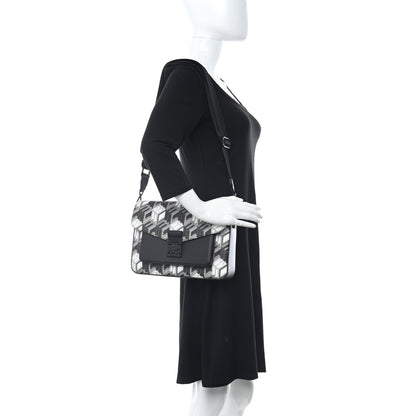 MCM Canvas Nappa Cubic Monogram Millie Crossbody Black White 2 of 13