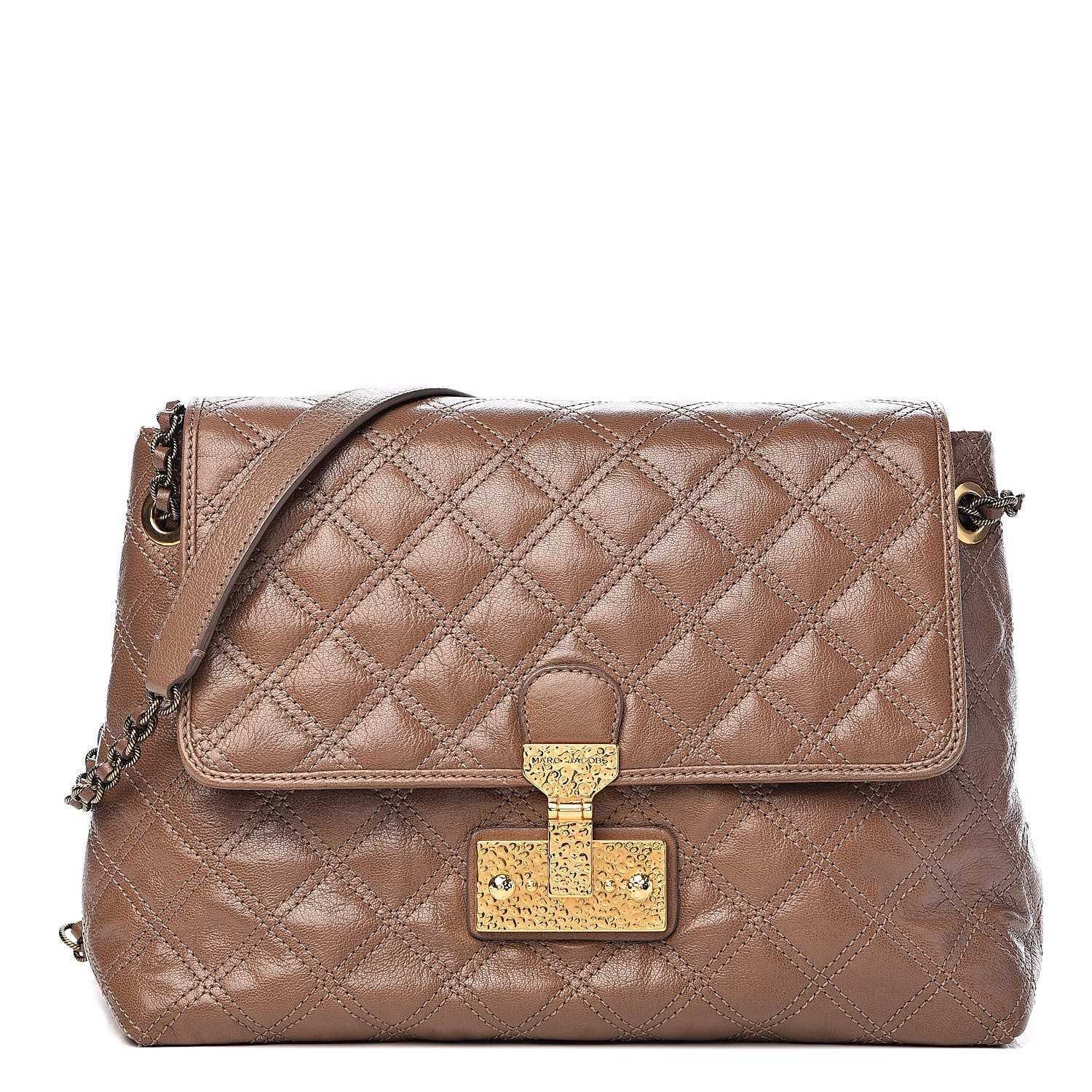 Marc Jacobs Lacquered Lambskin Baroque The XL Single Flap Truffle 1 of 9