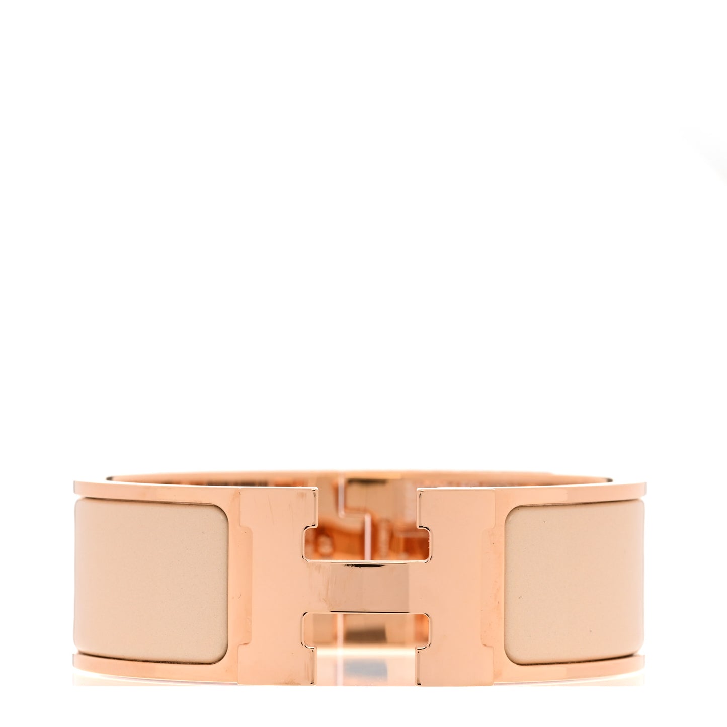 Enamel Wide Clic Clac H Bracelet PM Beige Nacre