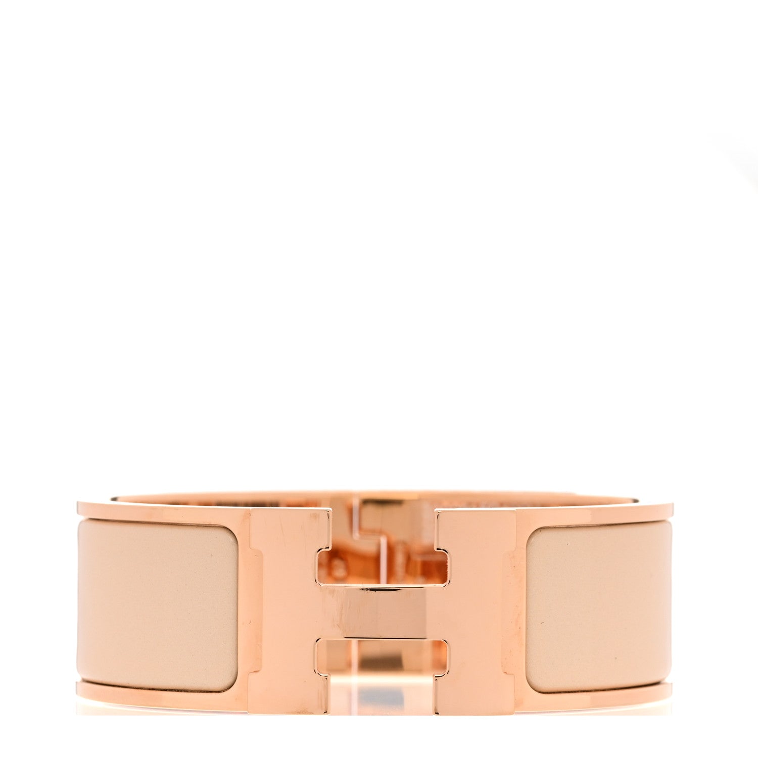 Hermes Enamel Wide Clic Clac H Bracelet PM Beige Nacre 1 of 5