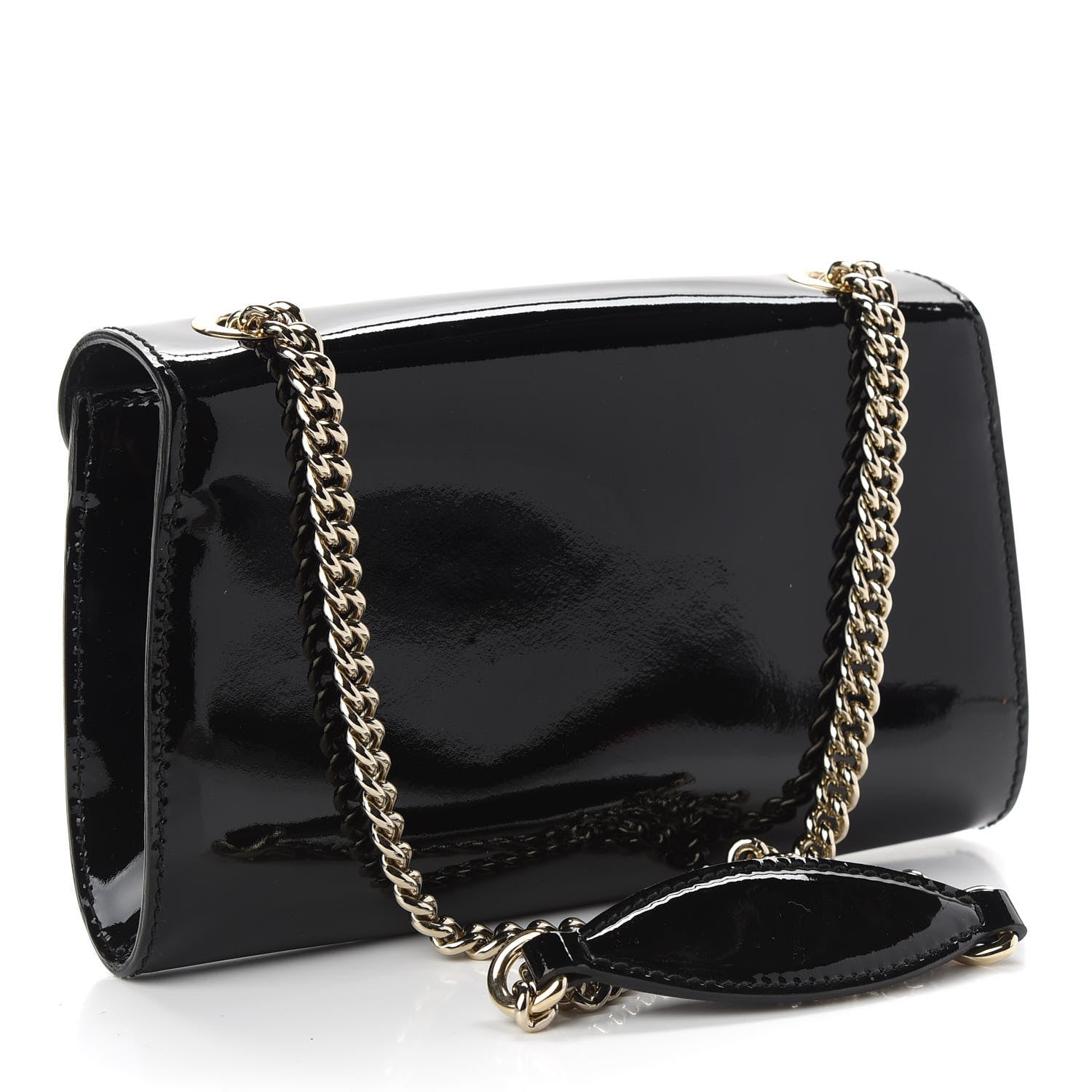 Gucci Patent Small Emily Chain Shoulder Bag Black 3 of 9
