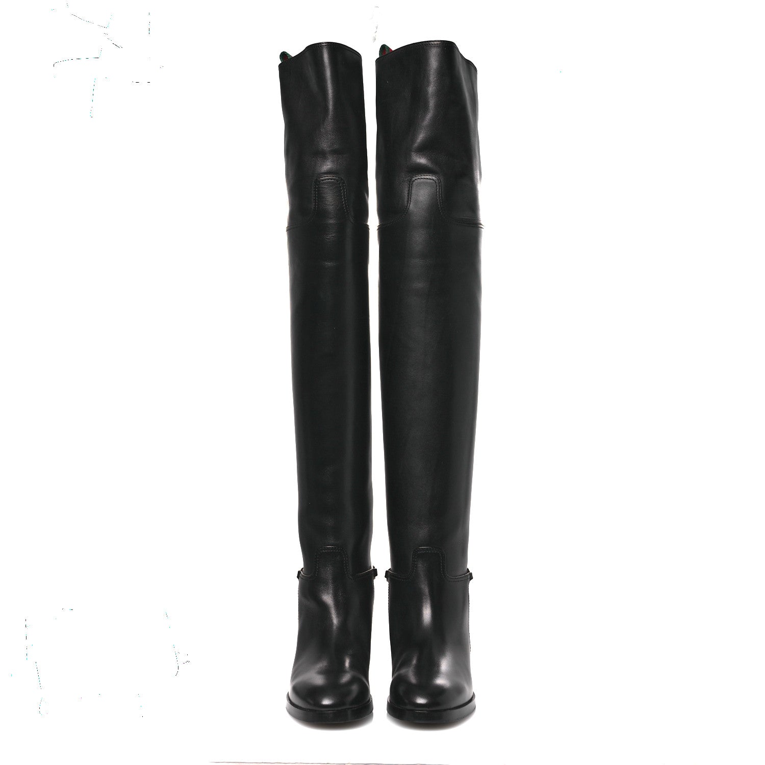 Gucci Calfskin Slim Horsebit Over The Knee High Boots 37 Black 3 of 13