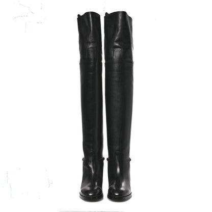 Gucci Calfskin Slim Horsebit Over The Knee High Boots 37 Black 3 of 13