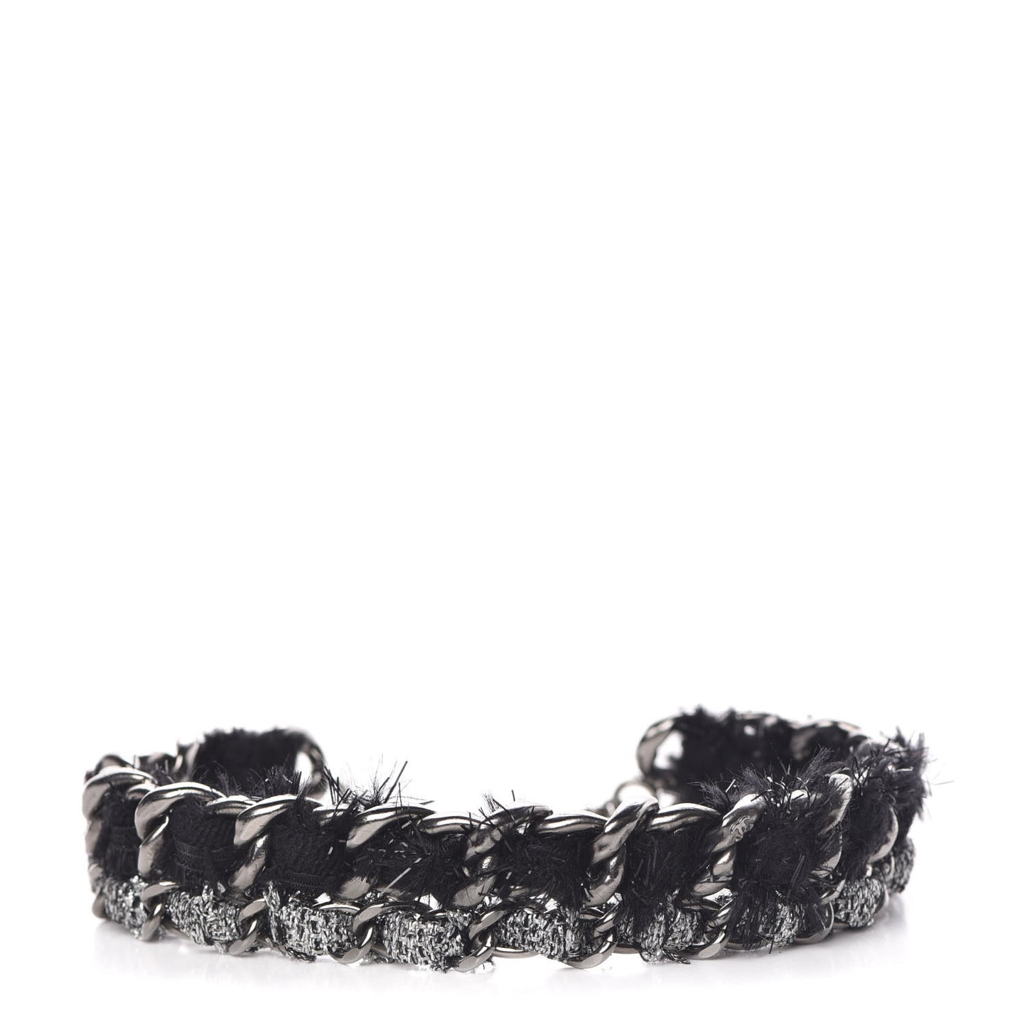 Chain Link Fabric Choker Black Silver