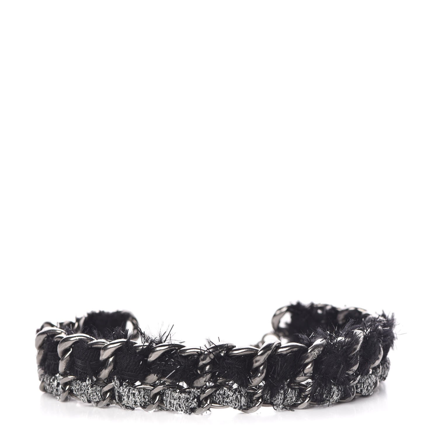 Chanel Chain Link Fabric Choker Black Silver 1 of 5