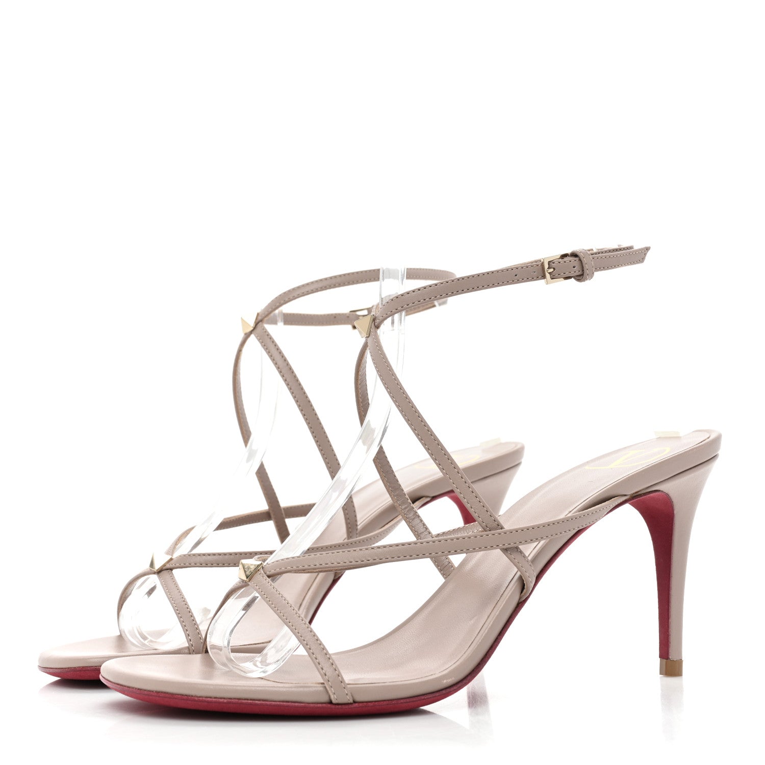 Valentino Garavani Calfskin Strappy Rockstud Ankle Strap Sandals 36 Rose Cannelle 3 of 9