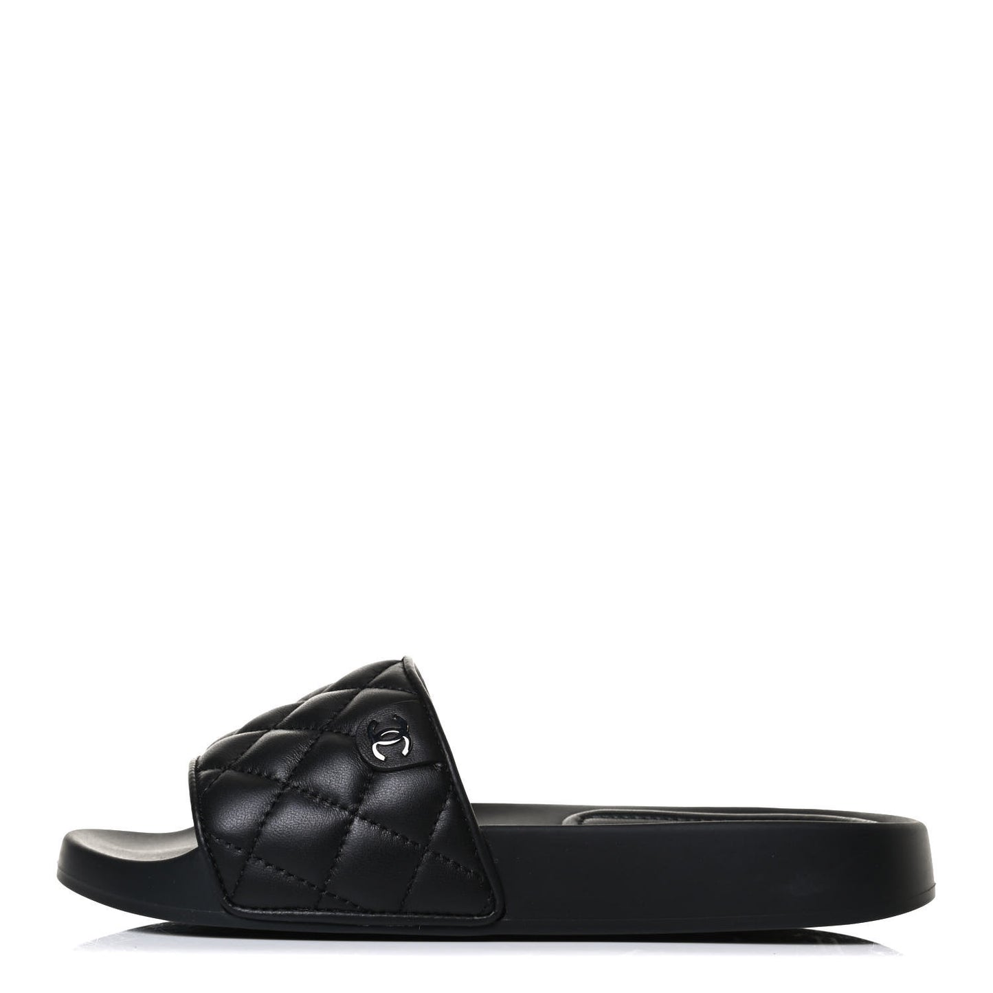 Lambskin Quilted CC Mules Sandals 35 Black