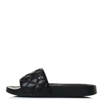 Chanel Lambskin Quilted CC Mules Sandals 35 Black 1 of 11