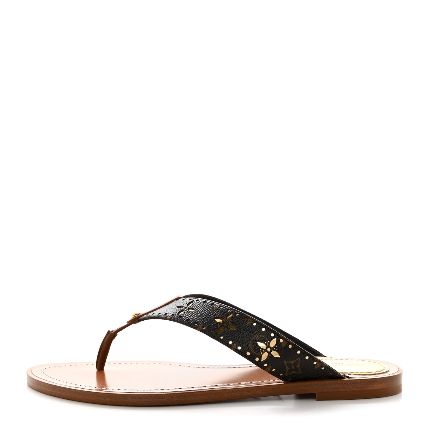 Monogram Sunny Flat Thong Sandals 37.5 Brown