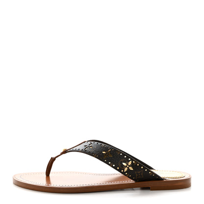 Louis Vuitton Monogram Sunny Flat Thong Sandals 37.5 Brown 1 of 9