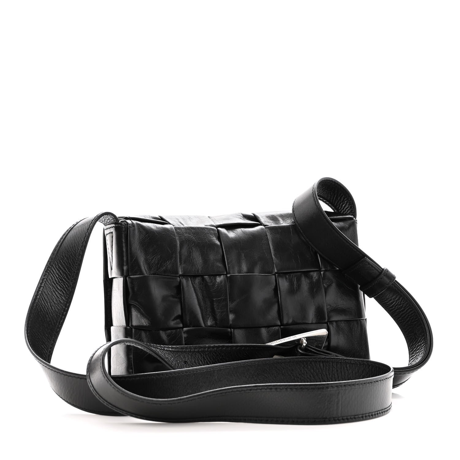 Bottega Veneta Paper Calfskin Maxi Intreccio Cassette Crossbody Bag Black 3 of 12