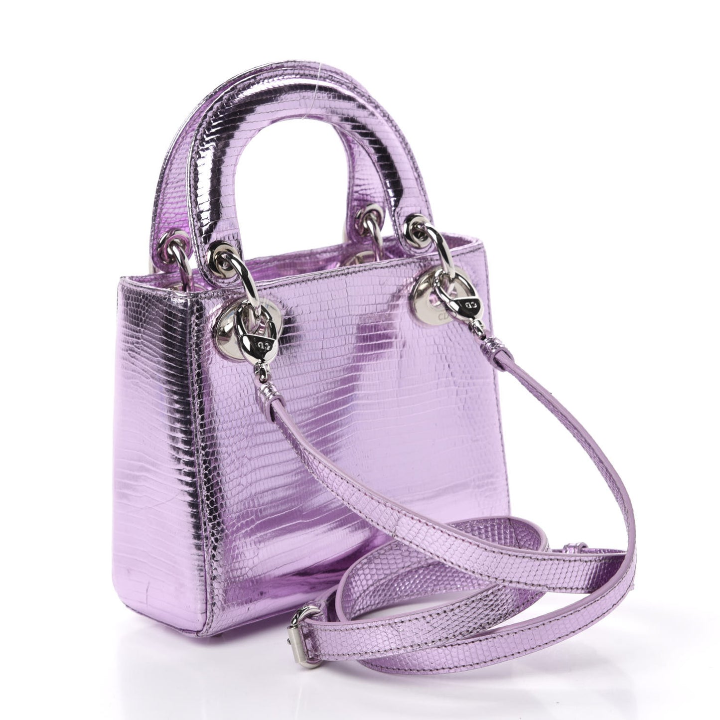 Metallic Lizard Mini Lady Dior Pink