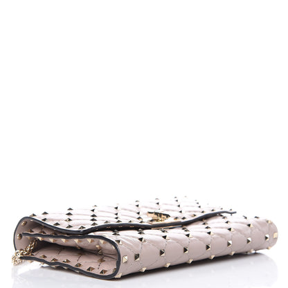 Valentino Garavani Lambskin Rockstud Spike Wallet on Chain Poudre 4 of 10