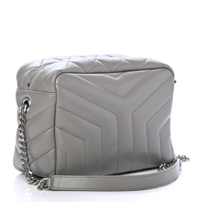 Saint Laurent Calfskin Y Quilted Monogram Small Loulou Bowling Bag Light Gray 2 of 4