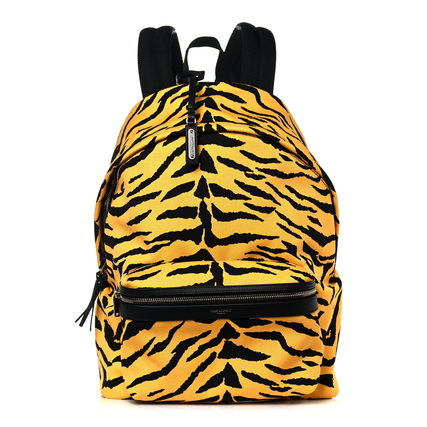 Saint Laurent Canvas Zebra Print City Backpack Yellow Black 1 of 13