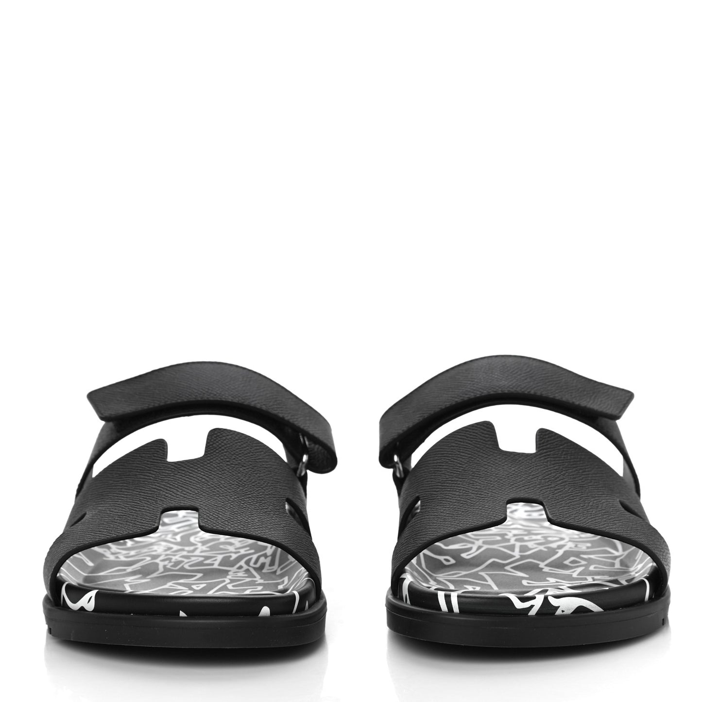 Epsom Calfskin Graff Hermes Mens Chypre Sandals 42 Black