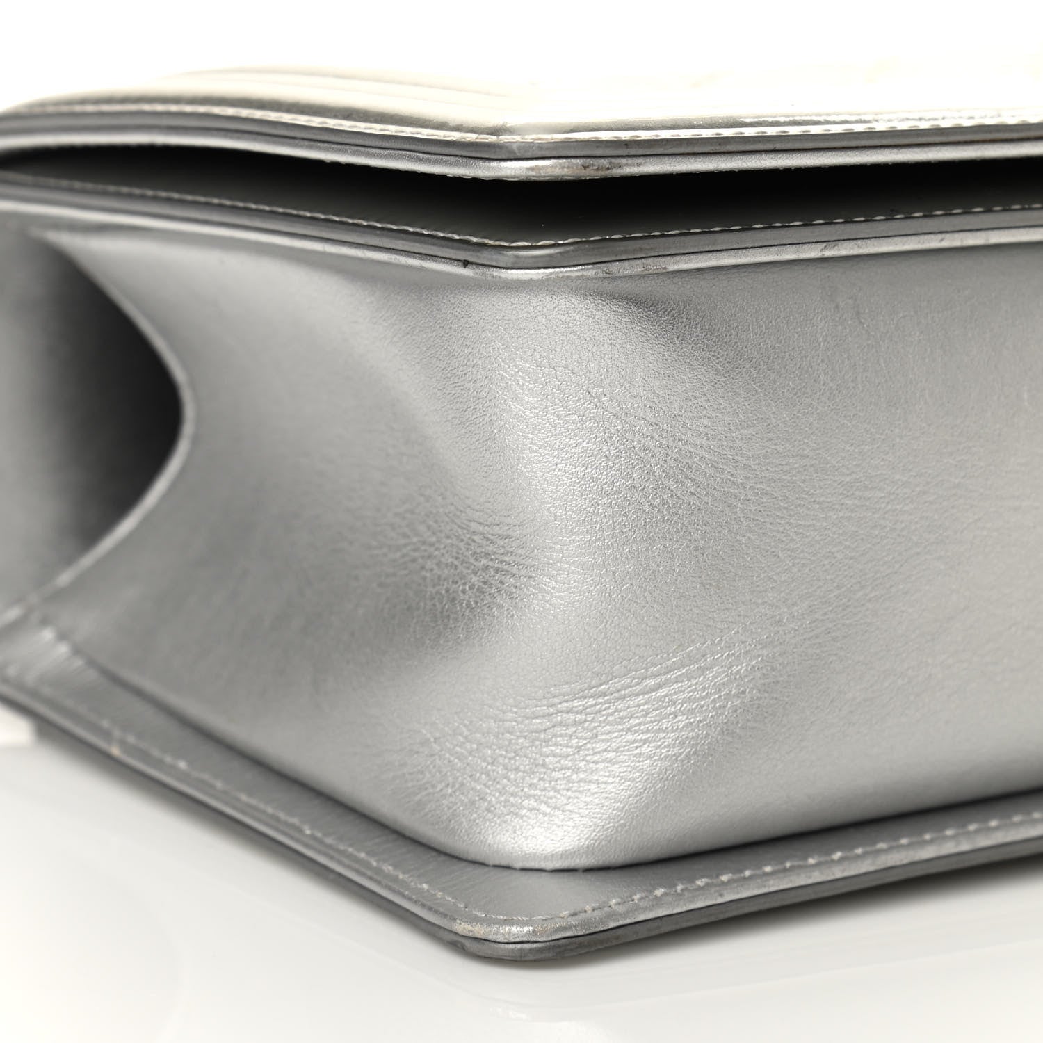 Chanel Metallic Patent Calfskin Quilted Medium Boy Flap Silver 9 of 11