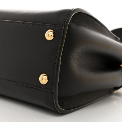 Fendi Vitello Seta Nabuk Pequin Mini Peekaboo Iconic Satchel Ebano Tobacco Moro 11 of 11