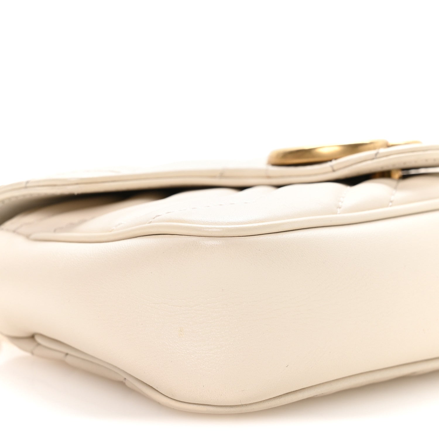 Gucci Calfskin Matelasse Super Mini GG Marmont Shoulder Bag White 9 of 10