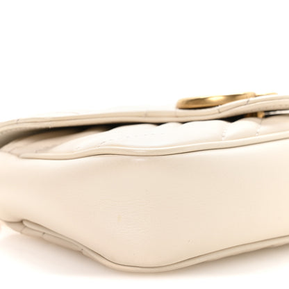 Gucci Calfskin Matelasse Super Mini GG Marmont Shoulder Bag White 9 of 10