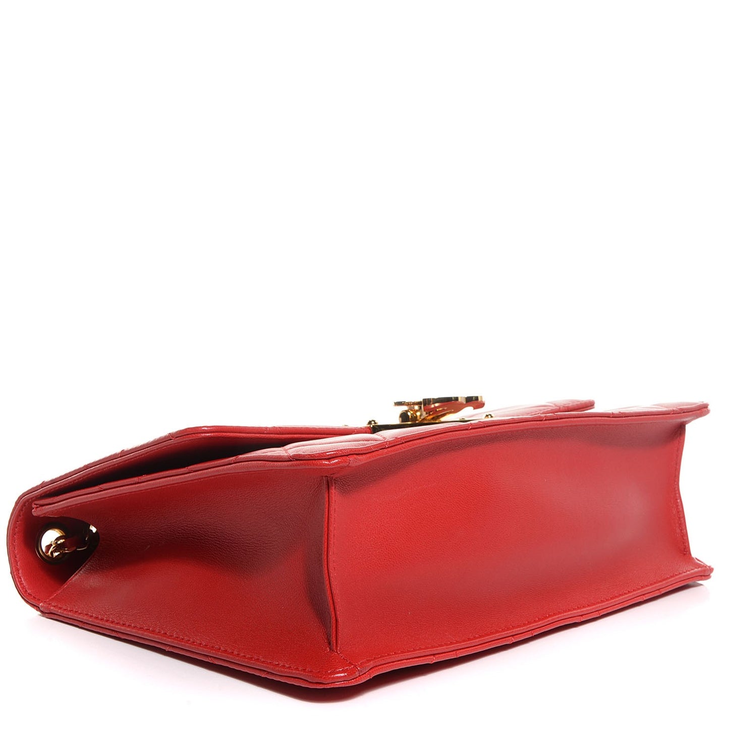 Lambskin Quilted Medium Golden Class Flap Red
