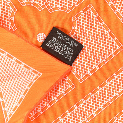 Hermes Silk Gavroche Sellier Pocket Square Scarf Orange White 4 of 5