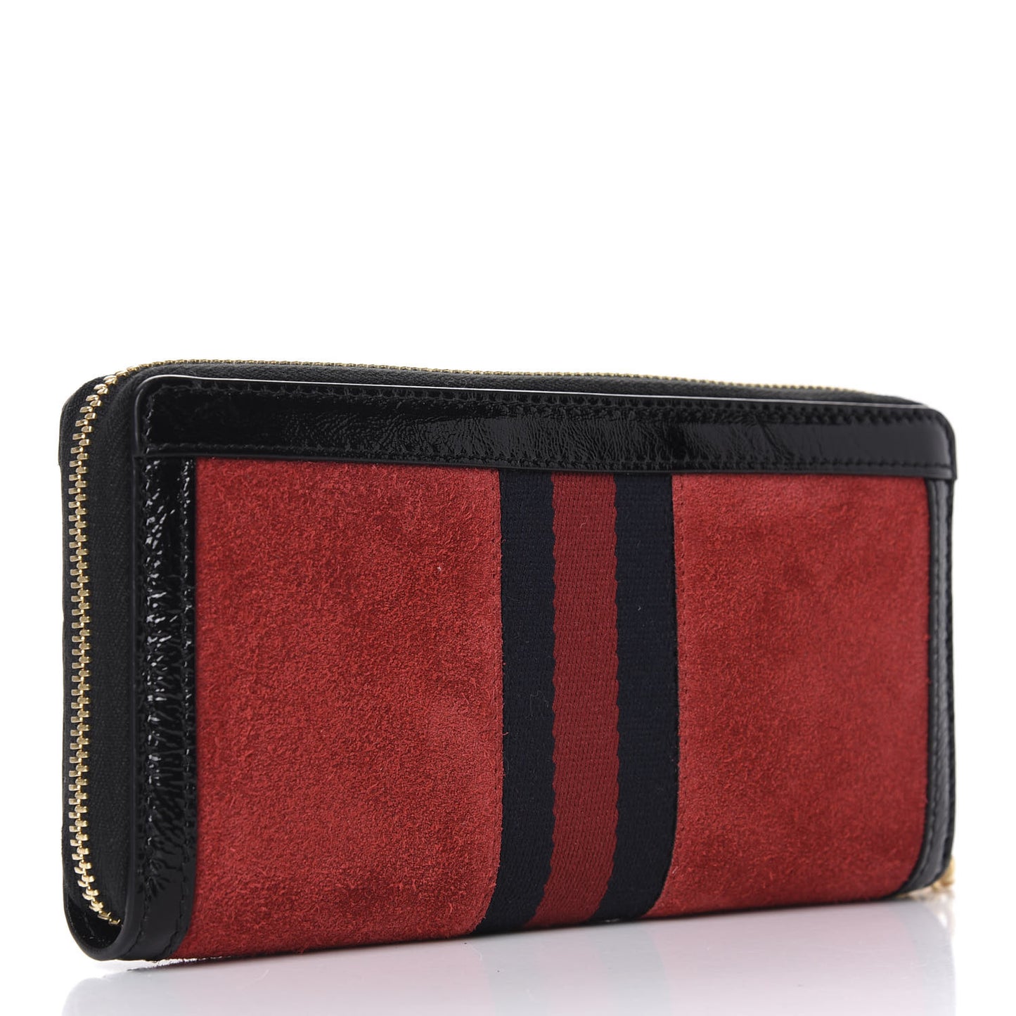 Suede Patent Web Ophidia Zip Around Wallet Hibiscus Red Black