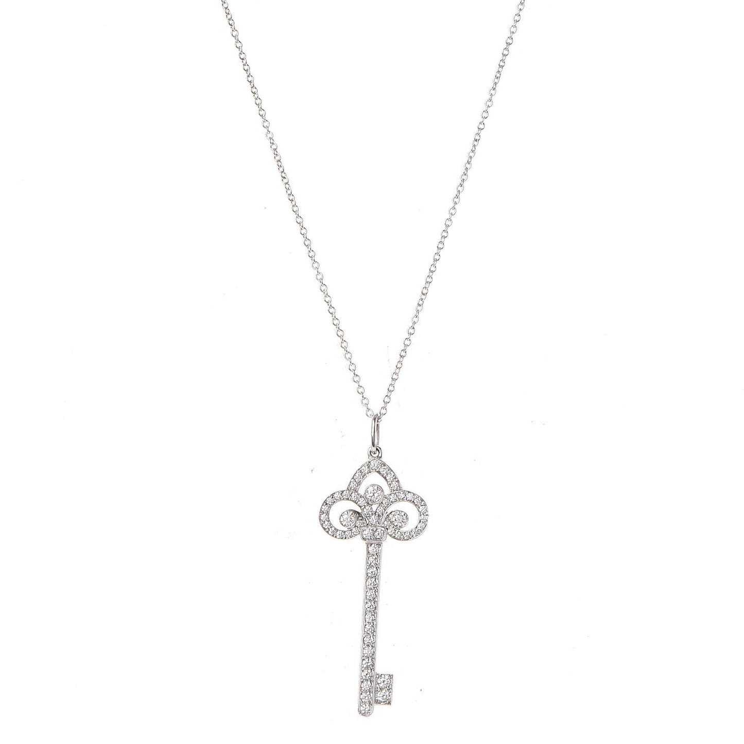 Platinum Diamond .41ct Fleur De Lis Key Pendant Necklace