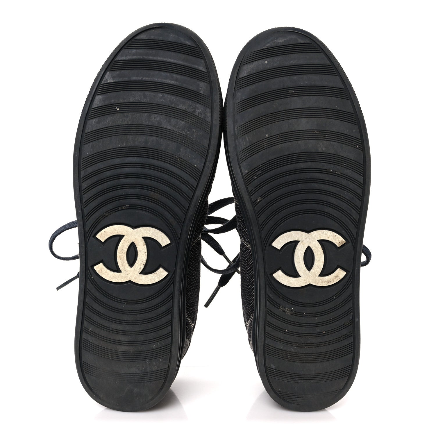 Chanel Toile Suede Calfskin CC Low Top Sneakers 36 Dark Grey 6 of 11