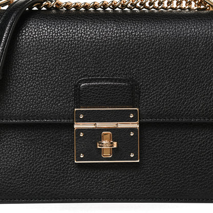 Dolce & Gabbana Grained Calfskin Rosalia Shoulder Bag Black 7 of 11
