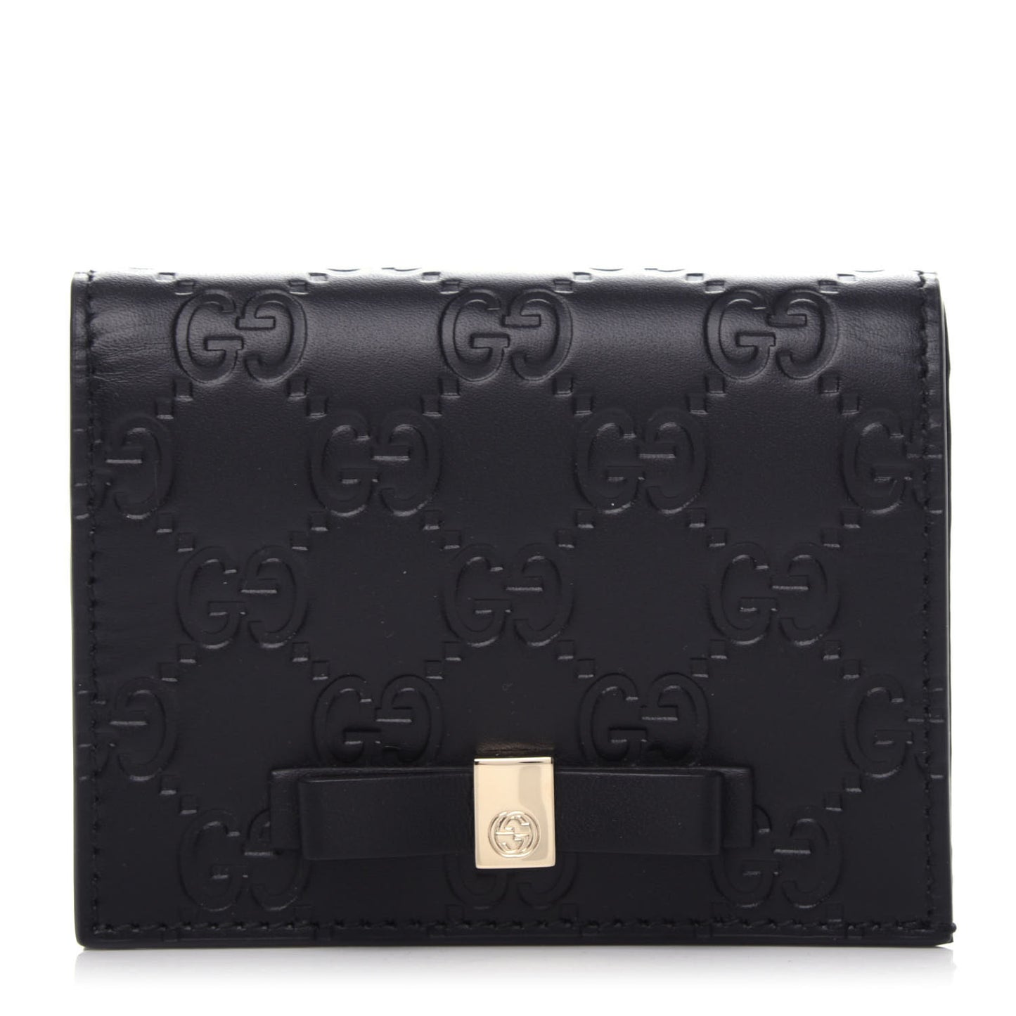 Guccissima Signature Bowy Card Case Wallet Black
