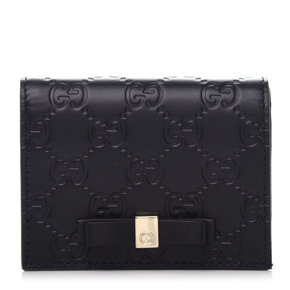 Gucci Guccissima Signature Bowy Card Case Wallet Black 1 of 9