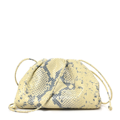 Bottega Veneta Goatskin Python Embossed The Mini Pouch Kiwi Black Silver 1 of 11