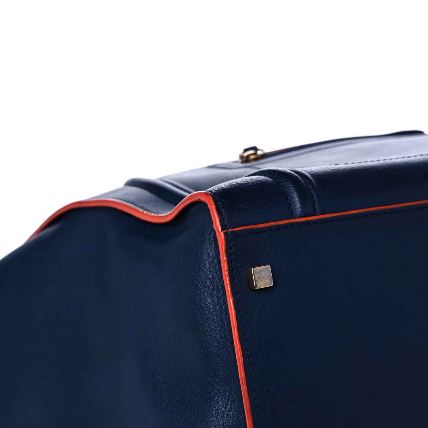 Supple Calfskin Large Phantom Luggage Navy Blue Orange