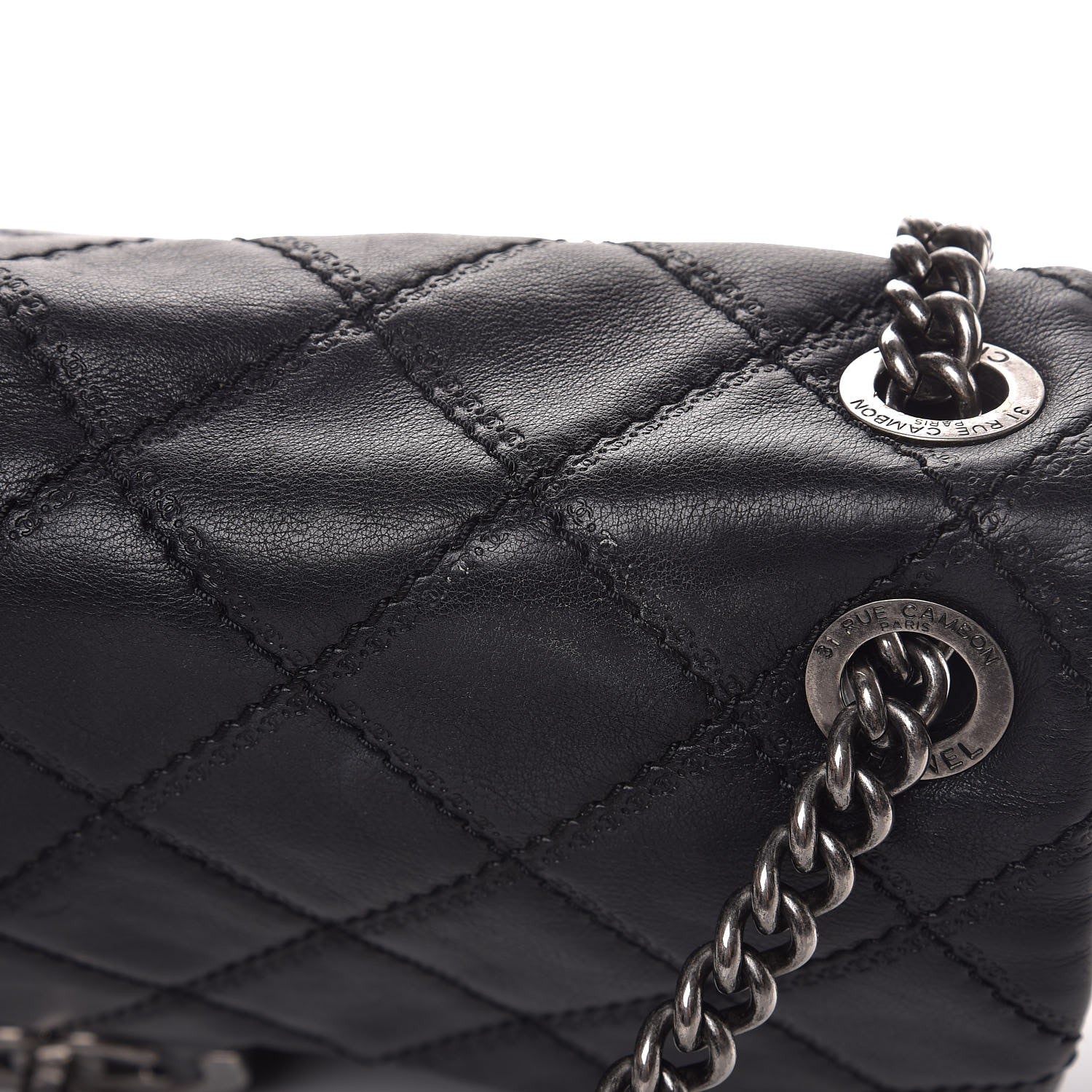 Chanel Calfskin Quilted Jumbo Coco Sporran Flap Black 9 of 13