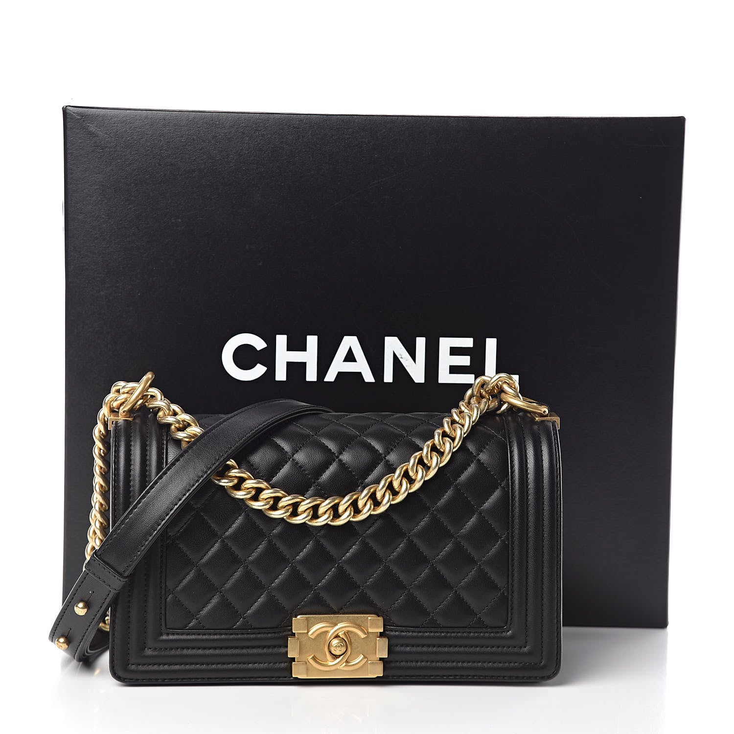 Chanel Lambskin Quilted Medium Boy Flap Black 10 of 10