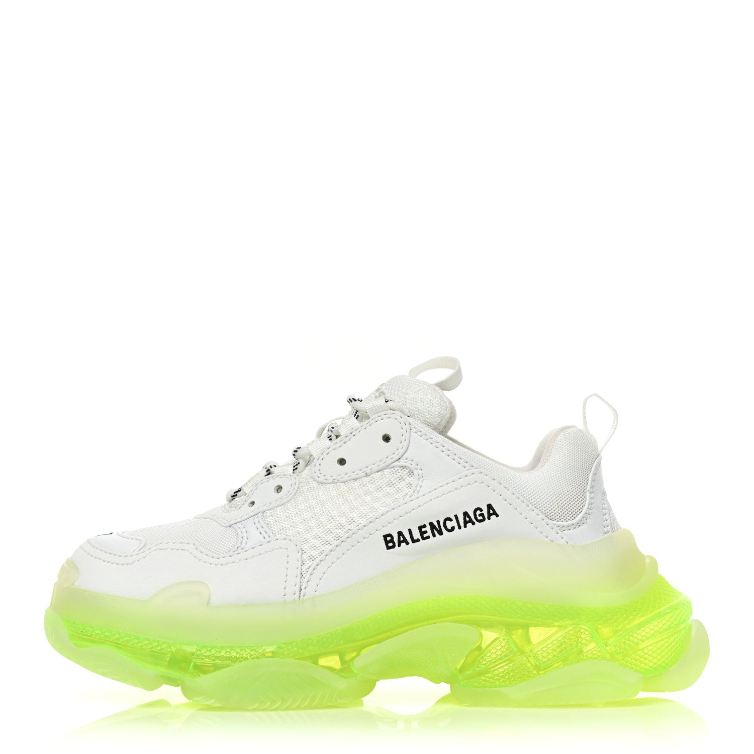 Balenciaga Fabric Mesh Clear Sole Fluo Womens Triple S Sneakers 37 White Fluo Yellow 1 of 7