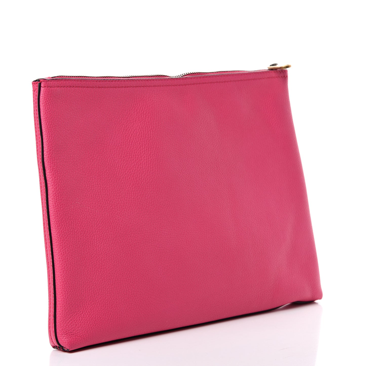Pebbled Calfskin Medium Logo Portfolio Clutch Box Pink Green