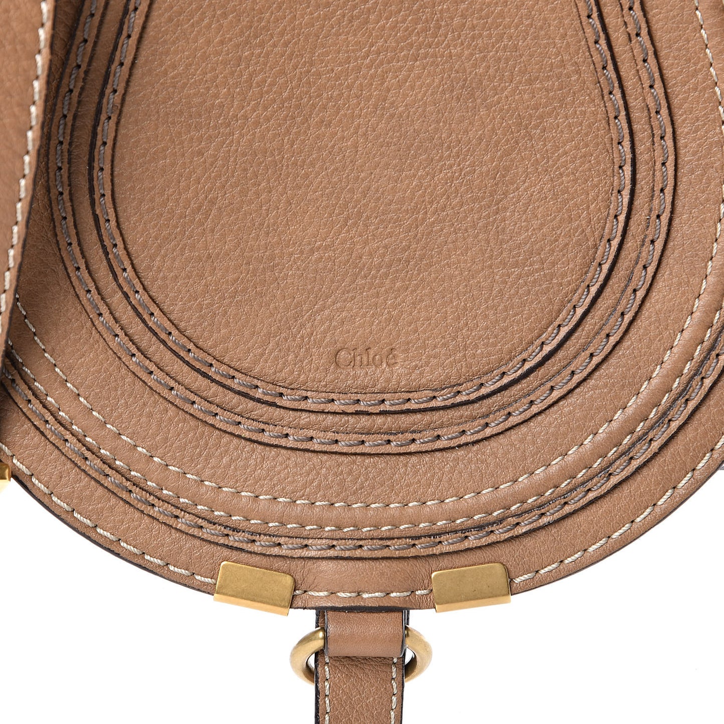 Calfskin Mini Marcie Round Crossbody Bag Nut