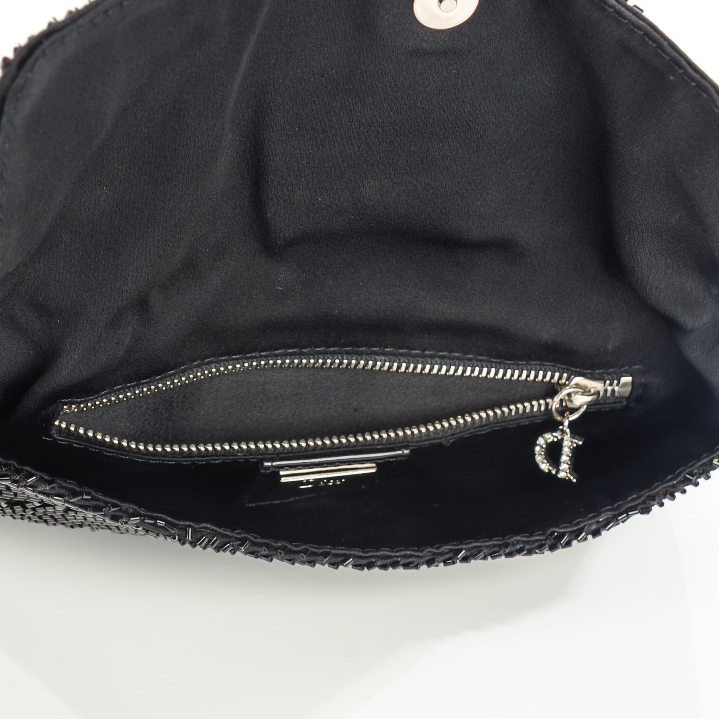 Satin Beaded Clutch Black