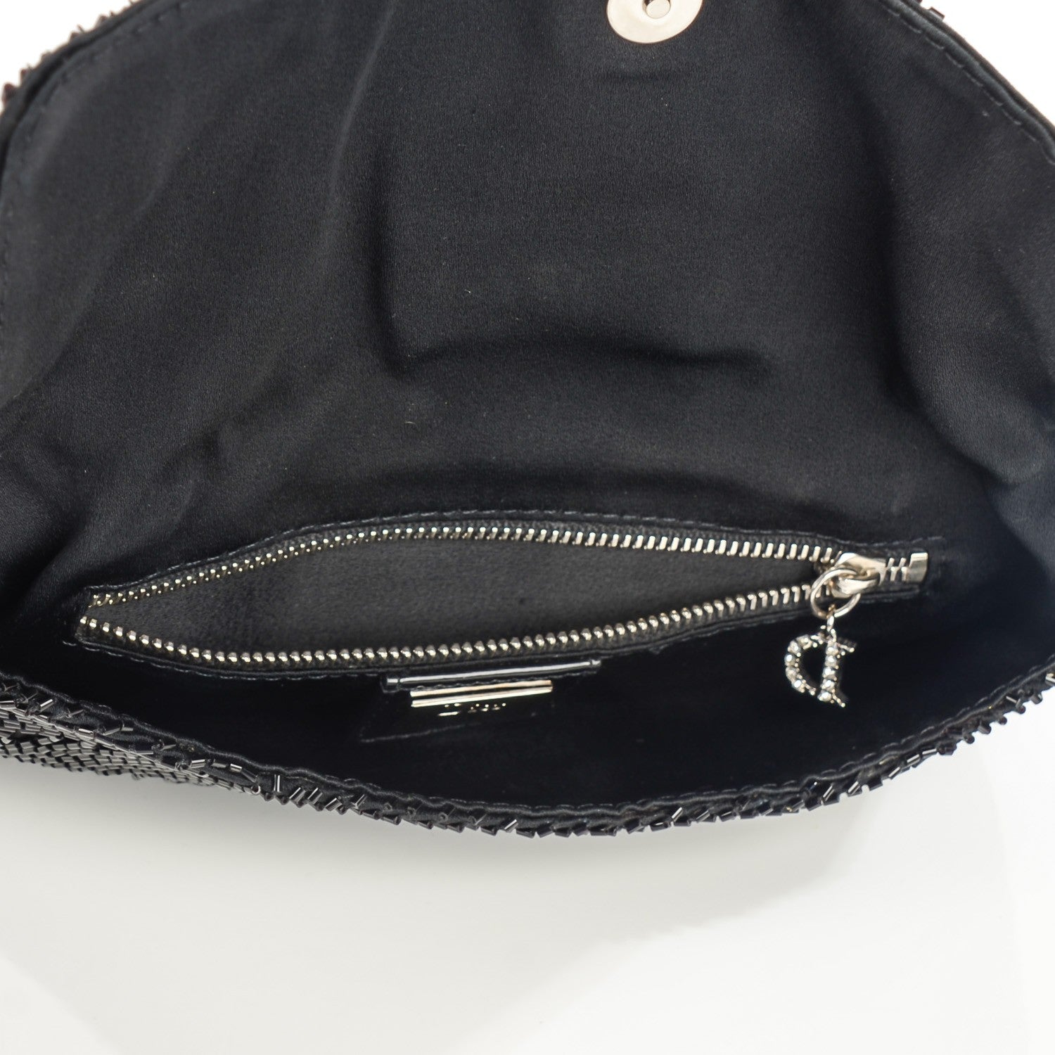Christian Dior Satin Beaded Clutch Black 5 of 7