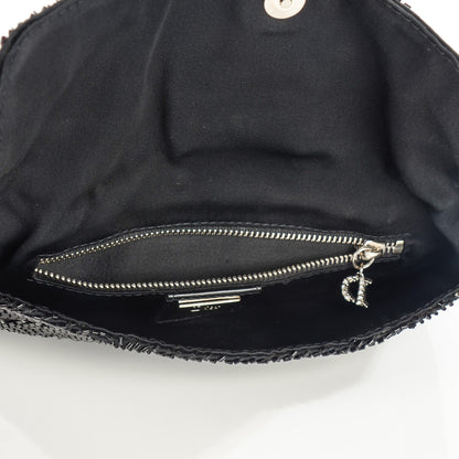 Christian Dior Satin Beaded Clutch Black 5 of 7