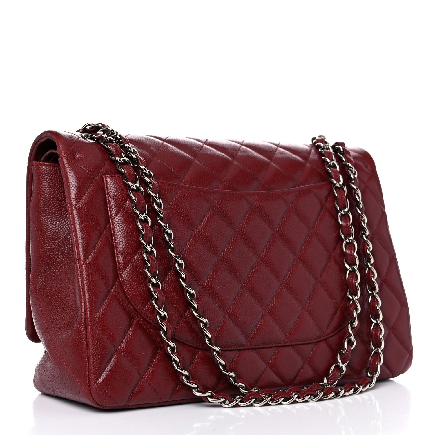 Chanel Caviar Quilted Maxi Double Flap Dark Red 3 of 16