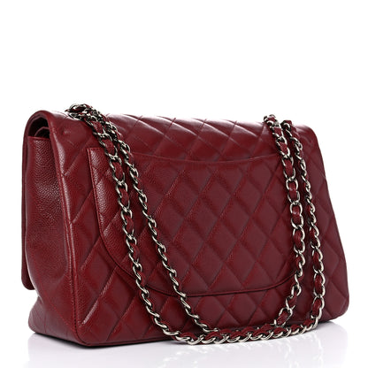 Chanel Caviar Quilted Maxi Double Flap Dark Red 3 of 16