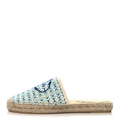 Prada Nastro Jacquard Logo Embroidered Espadrille 20mm Slippers 39 Naturale Azzurro 1 of 9