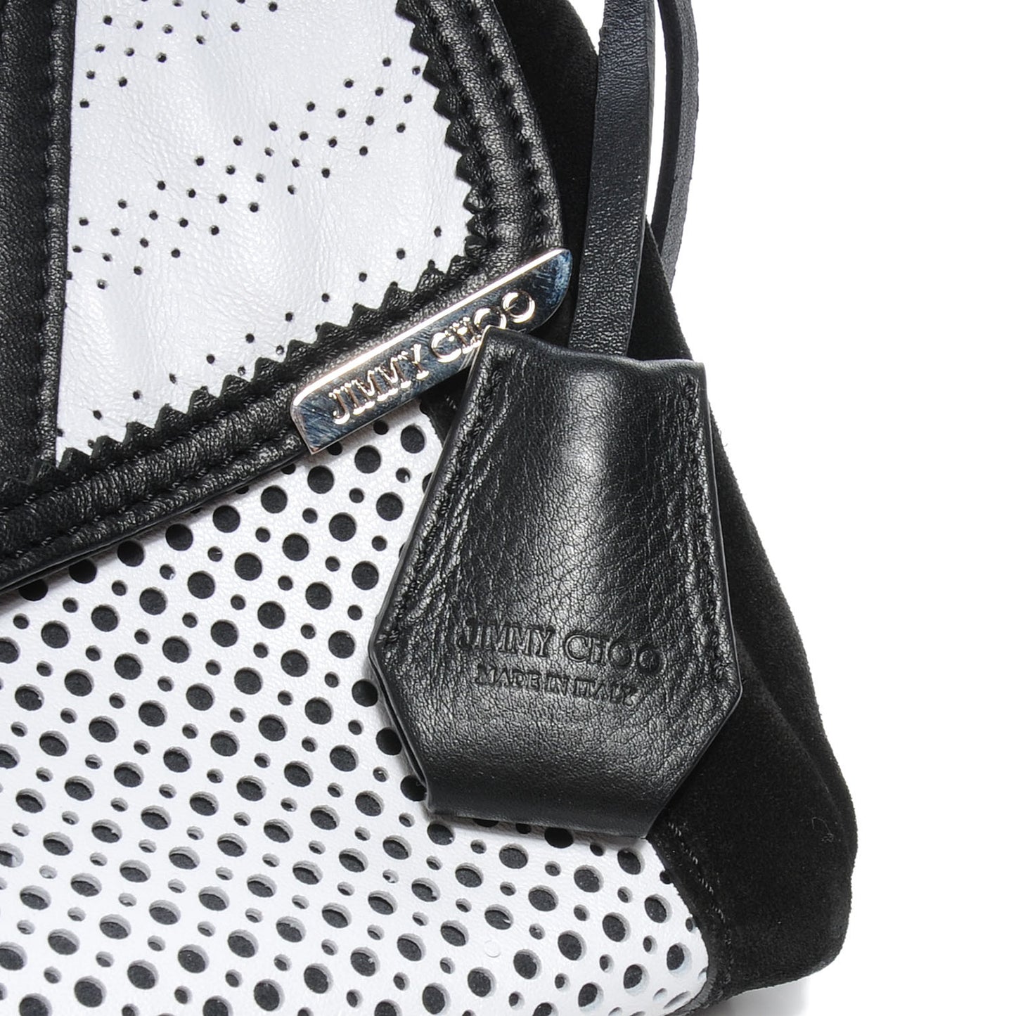 Perforated Leather Ally Mixed Media Patchwork Clutch