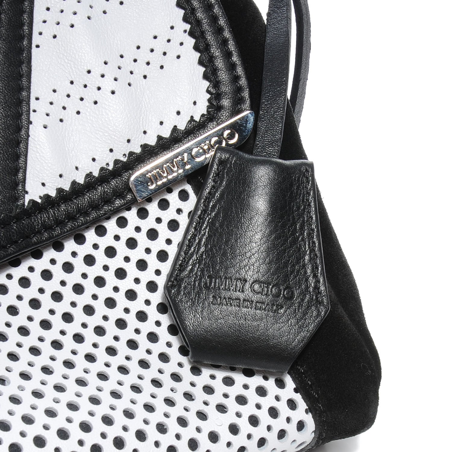 Jimmy Choo Perforated Leather Ally Mixed Media Patchwork Clutch 5 of 8